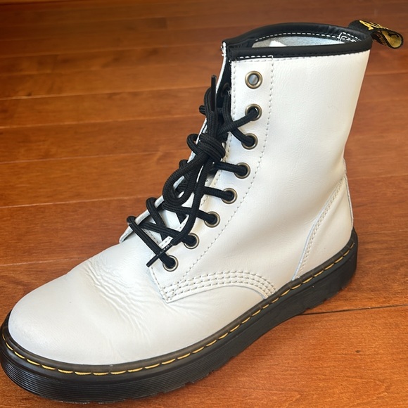 Dr. Martens Women's Zavala White Leather Combat Boots - Size 7 - Picture 7 of 11